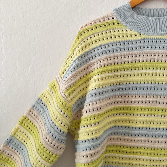 Mango Striped Openwork Knit Sweater - Picture 7 of 10
